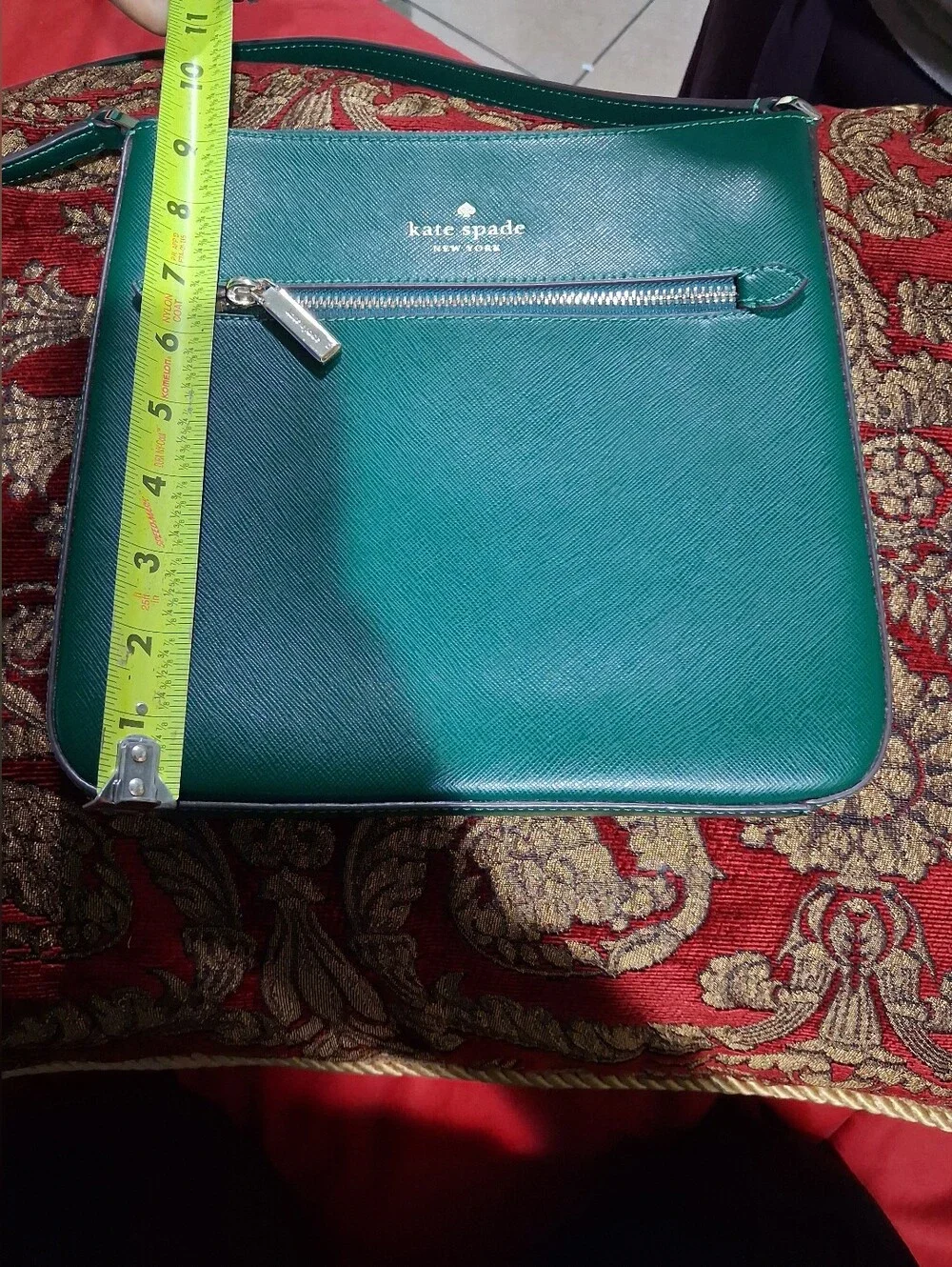 kate spade Green Leather Crossbody Bag with Front Zip Pocket